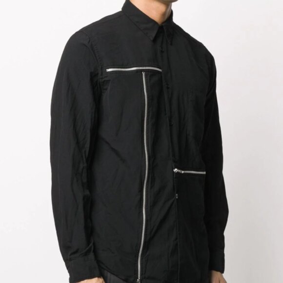 BNWT AW20 COMME DES GARCONS BLACK ZIP DETAIL SHIRT S - Picture 1 of 14